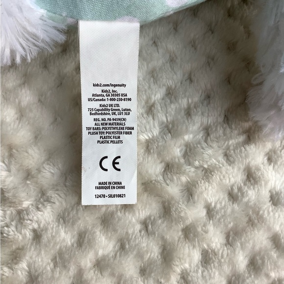 Ingenuity White and Mint Plush Lamb Toy Sensory - Picture 6 of 7